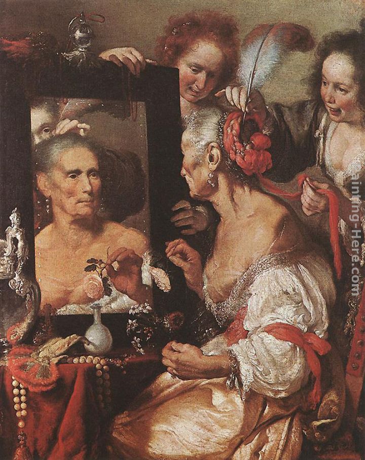 Old Woman at the Mirror painting - Bernardo Strozzi Old Woman at the Mirror art painting
